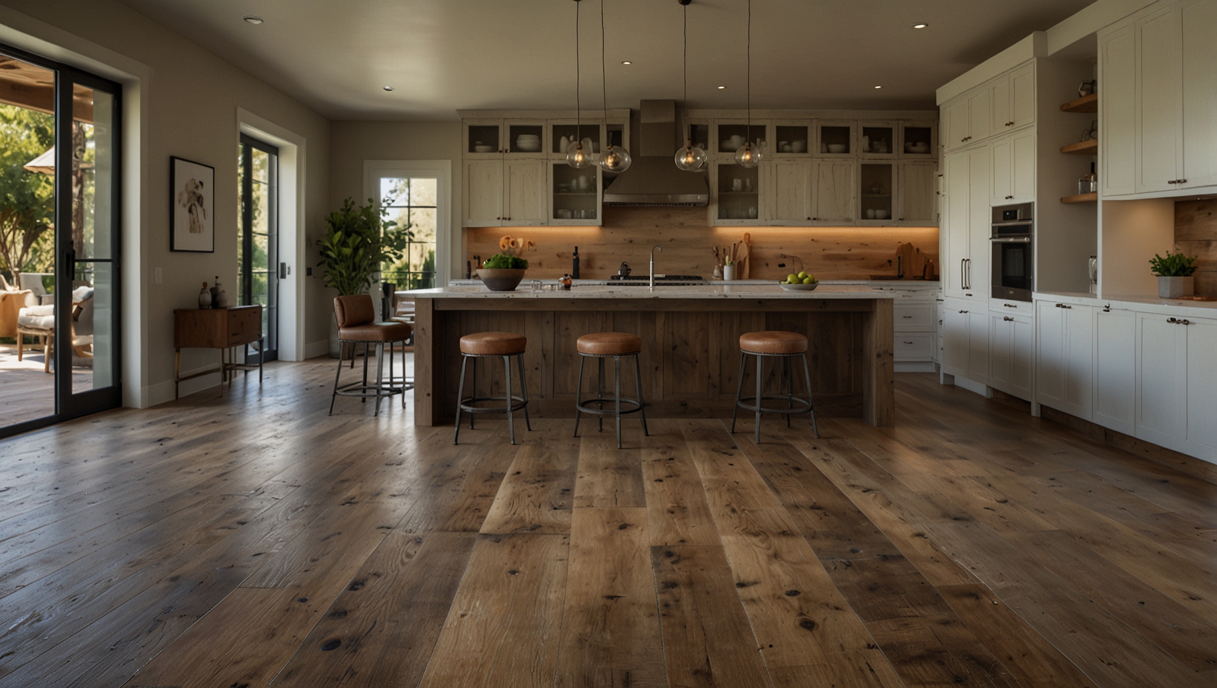 Distressed engineered wood flooring installation in Mokena IL for a rustic, vintage look