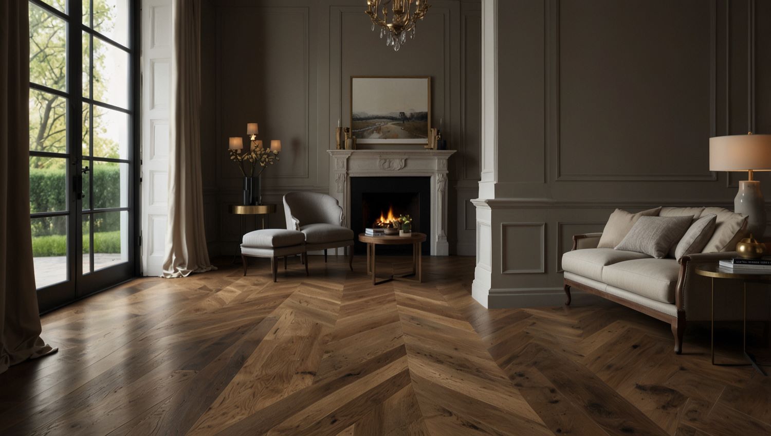 Herringbone engineered wood flooring installation in Mokena IL for a stylish, elegant look