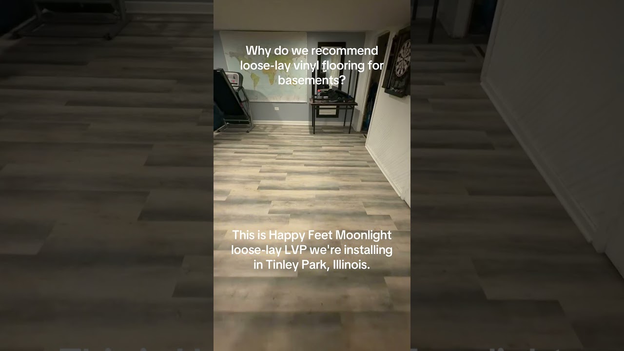 Featured image for “Happy Feet Moonlight Loose-Lay LVP in a Tinley Park Basement”