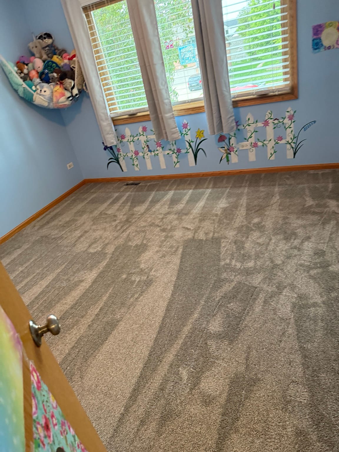 Kids room carpet installation in a Mokena townhome with soft durable carpet for everyday use.