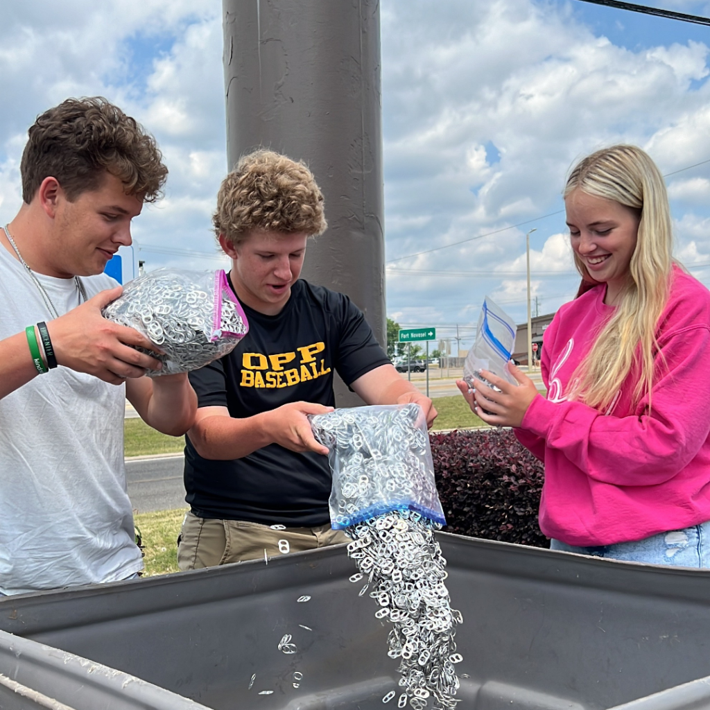 Local youth donating pop tabs to support Ronald McDonald House Charities. The Floor 4U in Mokena, IL is now an official drop-off location.